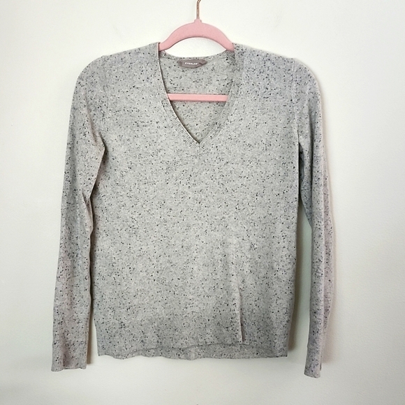 Everlane Cashmere Gray Speckled V Neck Sweater Warm Cozy Natural Fibers Small - Picture 1 of 7